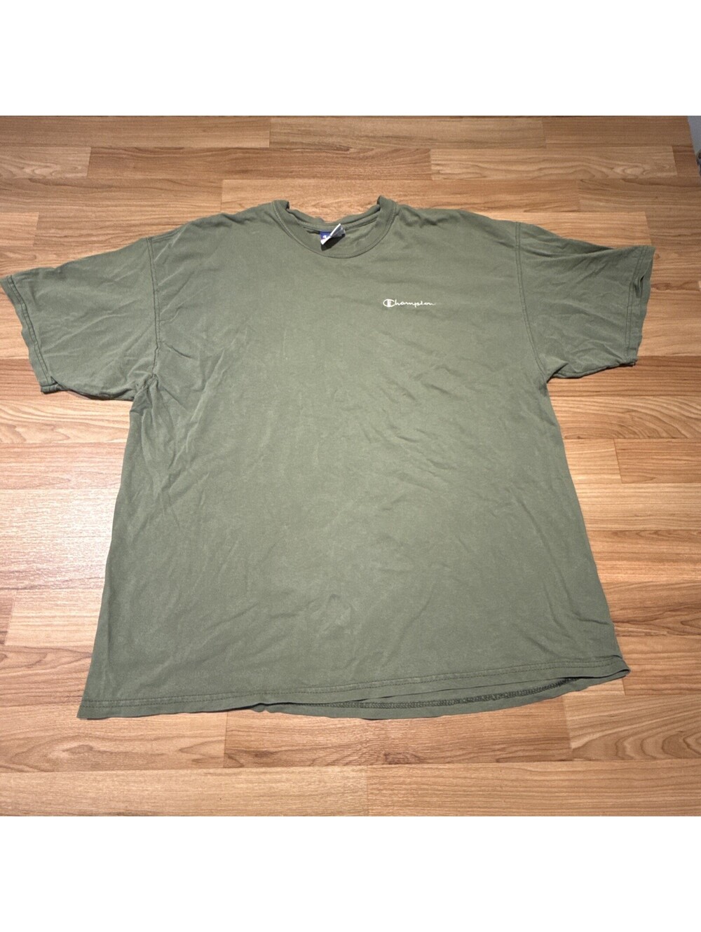 Champion Pre-owned XL Men Olive green Short Sleeve Crew Neck T-shirt